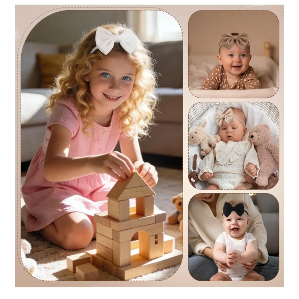 4 Pcs Soft Baby Bow Headbands
